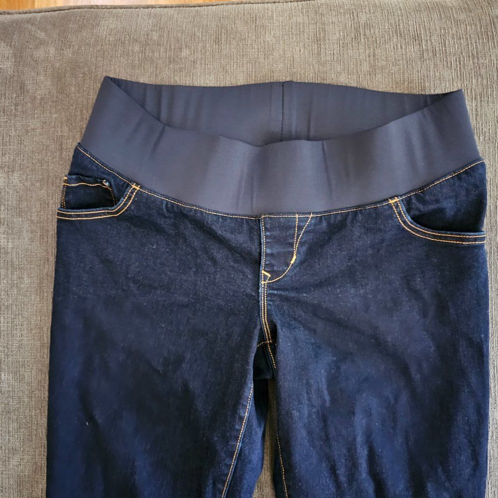 Old Navy Women Maternity Skinny Low Panels Pull On Denim Jeans Blue Size 8 - Picture 7 of 15
